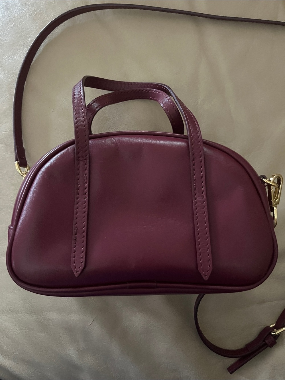 TEDDY BLAKE Small Burgundy Leather Dome Satchel - Picture 2 of 2
